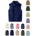 thumbnail image 1 of Boys Girls Polar Fleece Vest Toddler Kids Boys Girls Solid Color Warm Waistcoat Thicken Zipper Coat With Pockets, 1 of 5