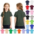 thumbnail image 1 of Boys Girls Polo Shirt Kids Size 3-4 Back To School Casual School Uniform Polo for Girls Comfortable Button Closure Short Sleeve Boys Fashion Pique Polo Shirt Dark Green, 1 of 4