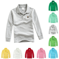 thumbnail image 1 of Boys Girls Polo Shirt Lightweight Quick Dry Long Sleeves Lapel Golf T-Shirt Back To School Stylish Print School Uniform T Shirt Gray 2-3 Years, 1 of 5
