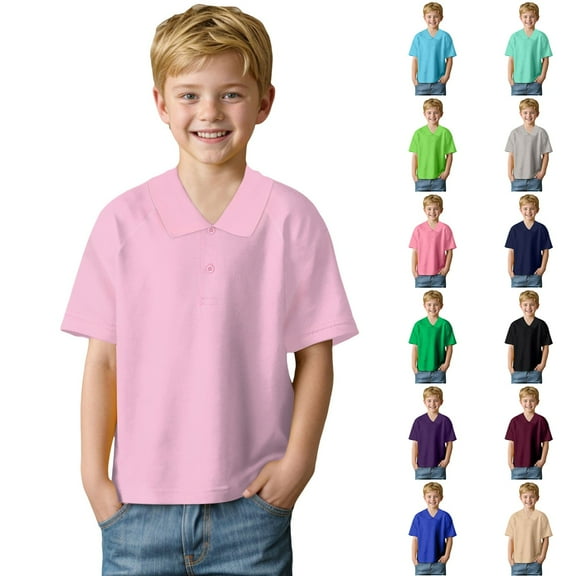Boys Girls Polos Shirts Short Sleeve Cotton Soft Toddler Kids Summer Athletic School Uniform Blouse Classic Polos Tee