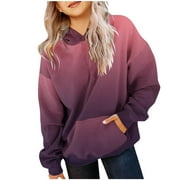 LEKWK Kids Boys Girls Preppy Hoodies Y2k Toddler Crewneck Sweatshirt 4T Pullover Hoodies with Pockets Long Sleeve Tops Gradual Print Shirts My Orders 2024 Fall Clothes Sudaderas Para NiñAs Purple 7 Years
