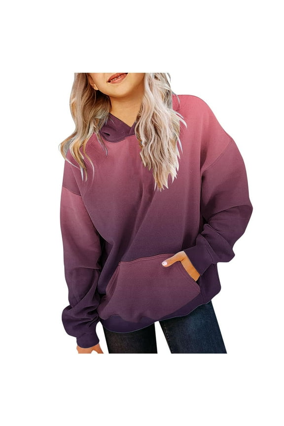 Kids Boys Girls Preppy Hoodies Y2k Toddler Crewneck Sweatshirt 4T Pullover Hoodies with Pockets Long Sleeve Tops Gradual Print Shirts My Orders 2024 Fall Clothes Sudaderas Para NiñAs Hot Pink 5 Years