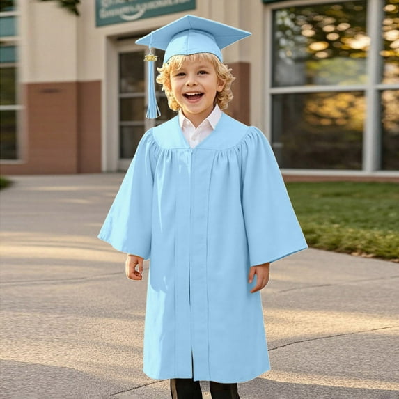 Boys Girls Preschool Graduation Cap and Gown for Toddler Blue Cap and Gown Graduation Class of 2025 Tassel Set
