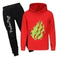 thumbnail image 1 of Boys Girls PrestonPlayz Hoodie Outfit Flame Design Pullover and Pants Set Kids 2 Piece Game Clothing, 1 of 4