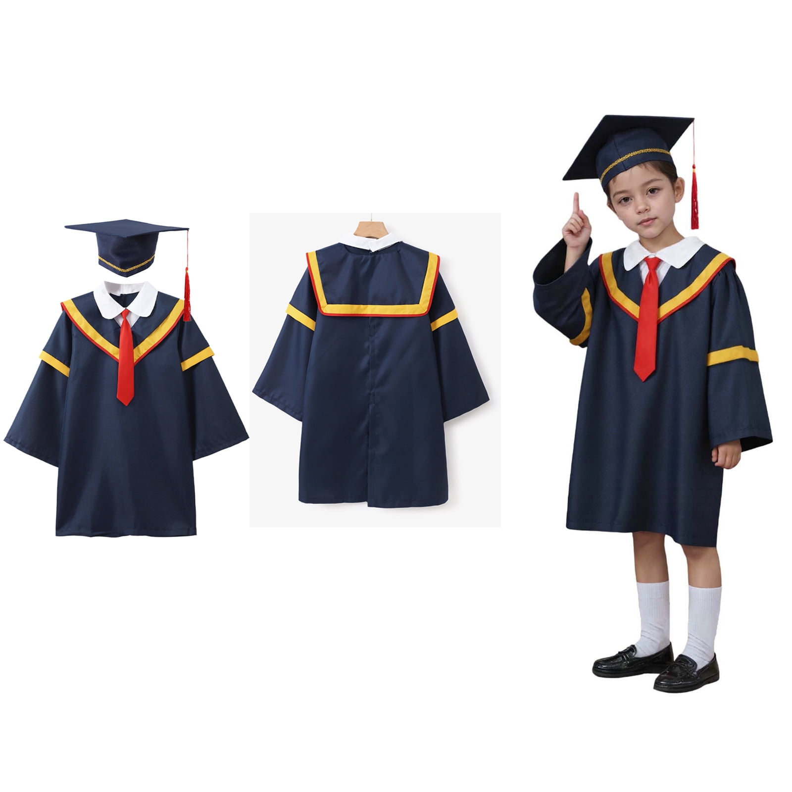 Boys Girls Primary School Graduation Cap and Gown for Kids Blue Cap and ...