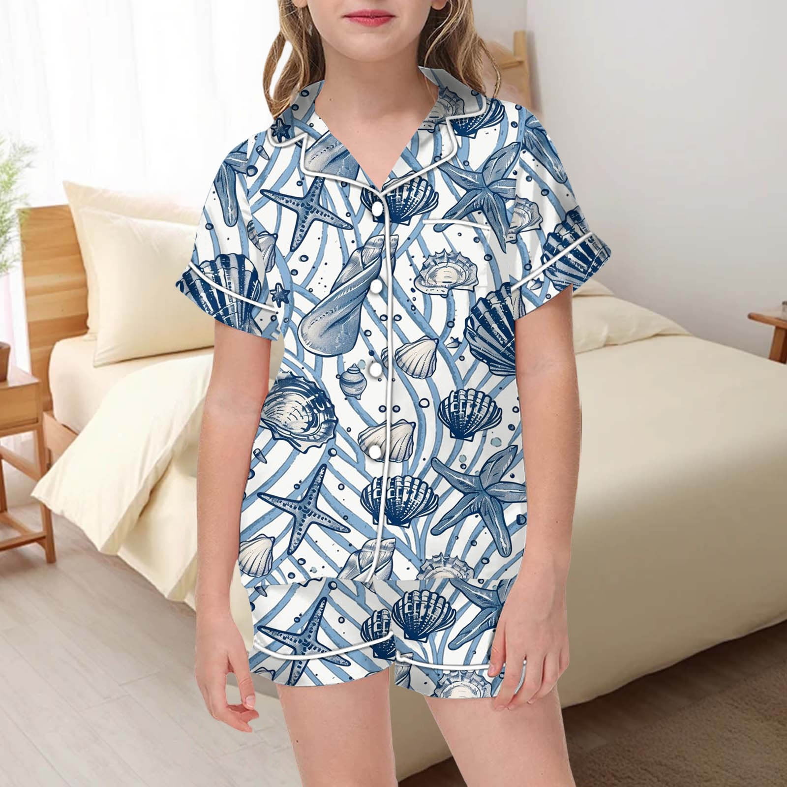 Girls Printed Cotton Pocket Rollup Shorts - Black