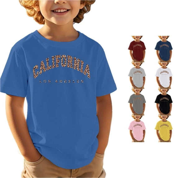 Boys Girls Printed Top Kids Casual Sports T Shirt Cute Loose Fit Breathable Blend Short Sleeve Pullover Everyday Playwear Summer Tee Classic Fit Tees for Boys