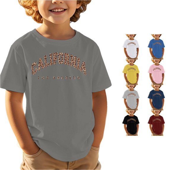 Boys Girls Printed Top Kids Casual Sports T Shirt Cute Loose Fit Breathable Blend Short Sleeve Pullover Everyday Playwear Summer Tee Classic Fit Tees for Boys