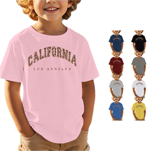 Boys Girls Printed Top Kids Casual Sports T Shirt Cute Loose Fit Breathable Blend Short Sleeve Pullover Everyday Playwear Summer Tee Classic Fit Tees for Boys