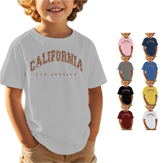 Boys Girls Printed Top Kids Casual Sports T Shirt Cute Loose Fit Breathable Blend Short Sleeve Pullover Everyday Playwear Summer Tee Classic Fit Tees for Boys