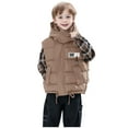 thumbnail image 1 of Kids Winter Hooded Puffer Vest Sleeveless Jacket Full Zip Up Padded Vest Jacket Waistcoats Outwear Fall Winter Coat Outerwear for Boys Girls Size 2-3, 1 of 6