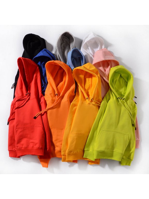 Boys Girls Pullover Hoodies Adjustable Drawstring Soft Solid Classic Pull On Hooded Sweatshirts for Kids Toddler