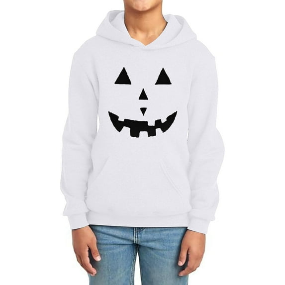 Boys/Girls Pumpkin Face Halloween Hoodie Sweatshirt Funny Skeleton Sweatshirt With Graphic Design Comfortable,B-White 120
