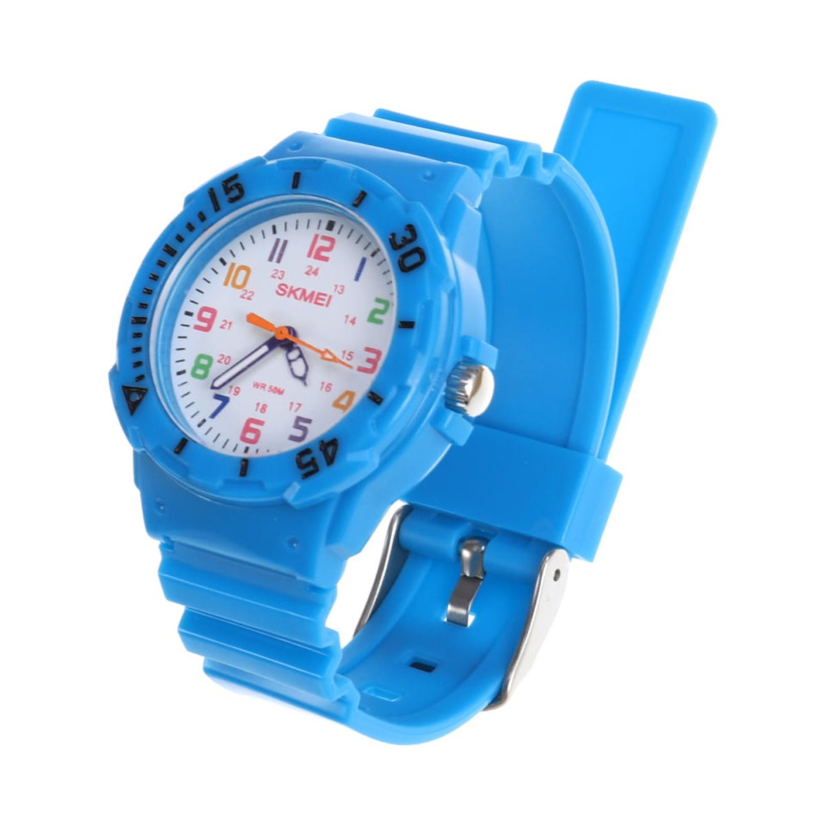 Boys Girls Quartz Pointer Watch Kids Children Waterproof Wristwatch (Skyblue)