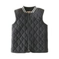 thumbnail image 1 of Boys Girls Quilted Vest V Neck Vest Slim Fit Button Down Padded Gilet Sleeveless Outerwear Coat, 1 of 5