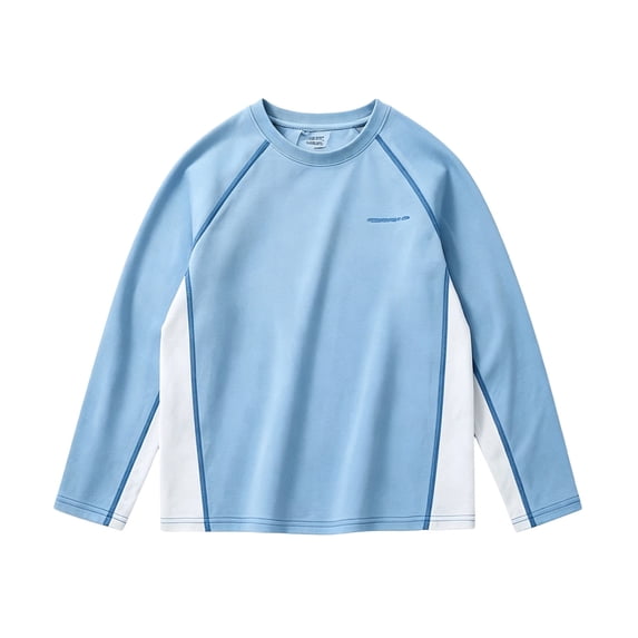 Boys Girls Raglan Long Sleeve Athletic Shirt, Contrast‑Stitching Sports Top For Kids School Daily Wear
