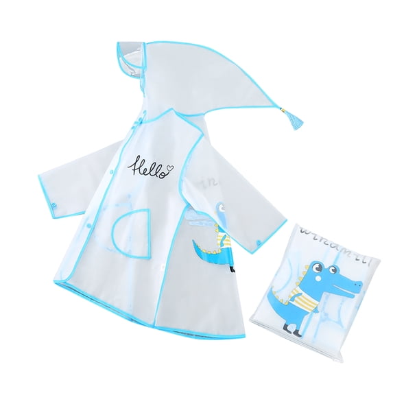 Boys Girls Rain Coat Cartoon Rabbit Pattern Eva Poncho Hat Transparent Kids Rainwear