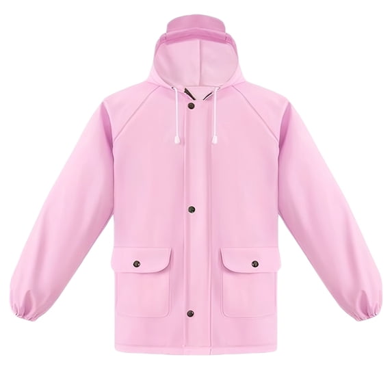 Boys Girls Rain Coat Waterproof Long Sleeved Hooded Fashionable Packable Rain Jacket School Toddler Clothing Rainwear Pink 2-6 Years