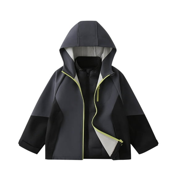 Boys Girls Rain Jacket Lightweight Waterproof Hooded Fleece Lined Raincoat Windbreakers for Kids Kids Jacket
