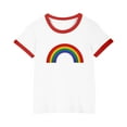 thumbnail image 1 of Boys Girls Rainbow Graphic T-shirts Cotton Kids Plain Round Neck Basic Top - Children School Active Tees Shirts Age 3-13 Years Red 7-8 Years, 1 of 6