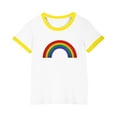thumbnail image 1 of Boys Girls Rainbow Graphic T-shirts Cotton Kids Plain Round Neck Basic Top - Children School Active Tees Shirts Age 3-13 Years Yellow 11-12 Years, 1 of 6