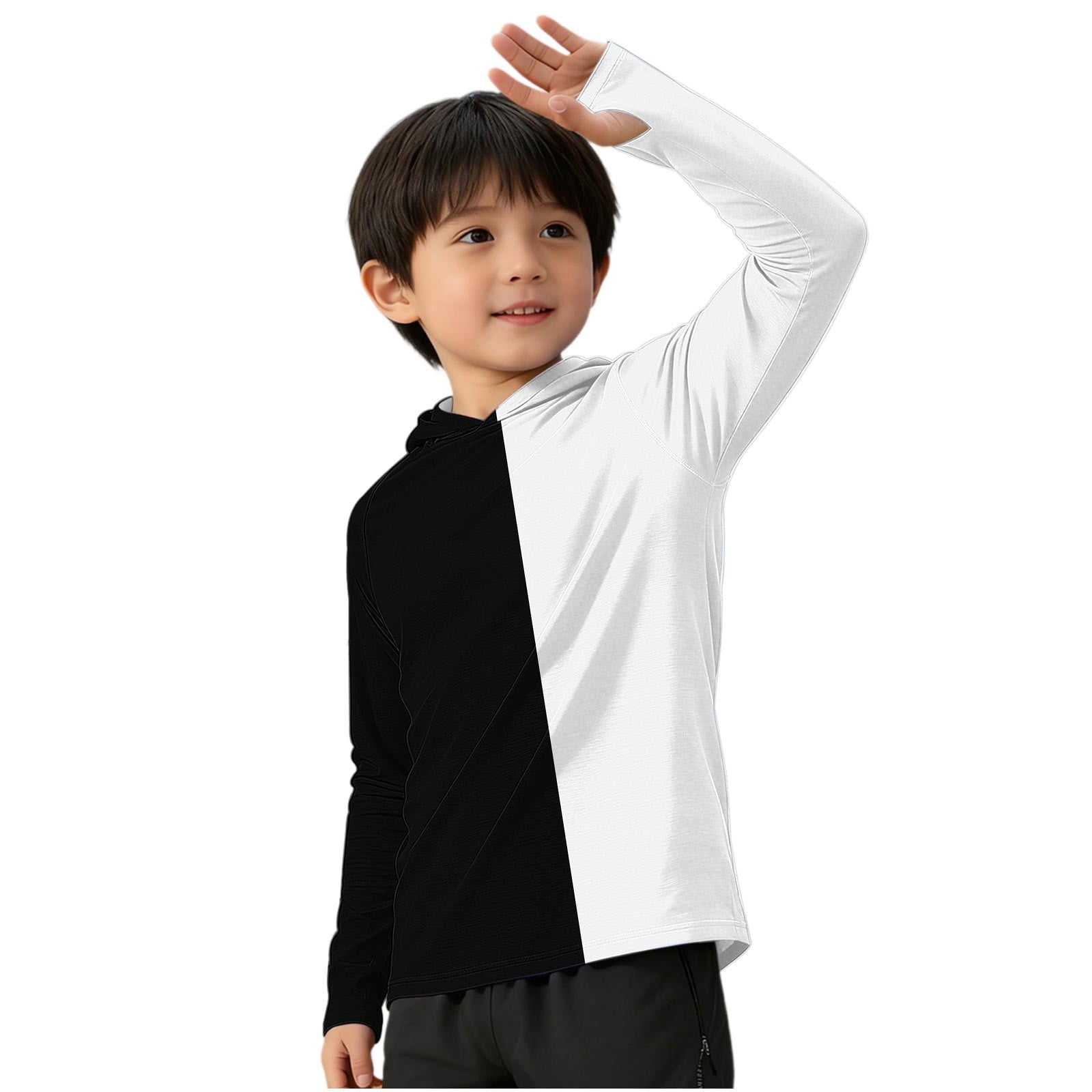 Boys Girls Rash Guard Hoodie UPF 50+ Sun Protection Long Sleeve Swim ...