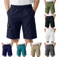 thumbnail image 1 of Boys Girls Relaxed‑Fit Solid‑Color School Cargo Shorts, Elastic Waist Multi‑Pocket Casual Summer Uniform Shorts, 1 of 8