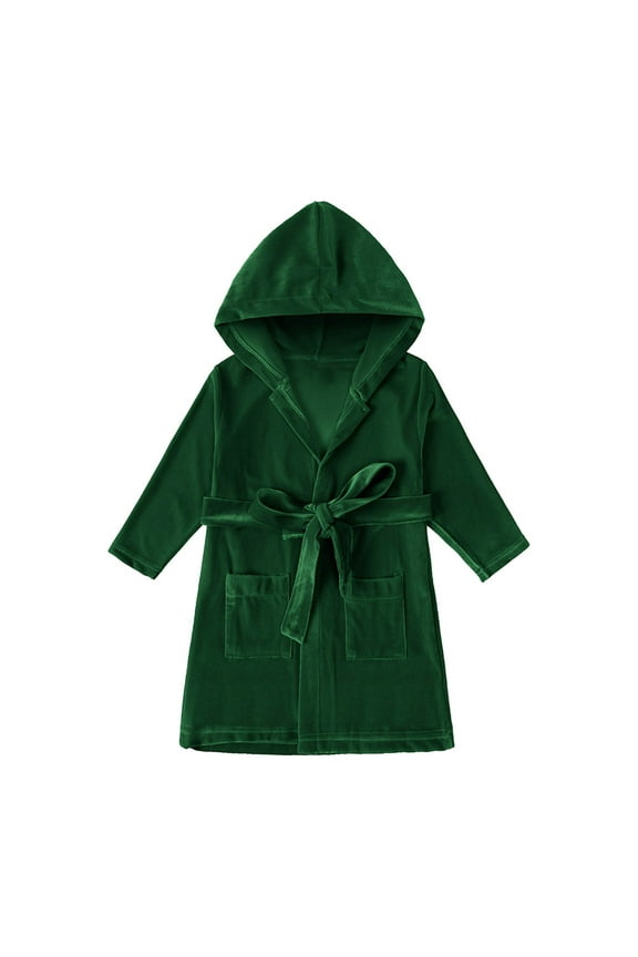 Boys Girls Robe, Kids Soft Plush Hooded Fleece Bathrobe 6 Months-9 Years