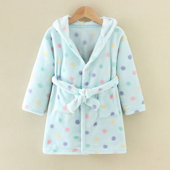 Boys Girls Robes Kids Hooded Sleepwear Cute Pattern Flannel Hoodie Pajamas Soft Fleece Bathrobes Housecoat Gowns