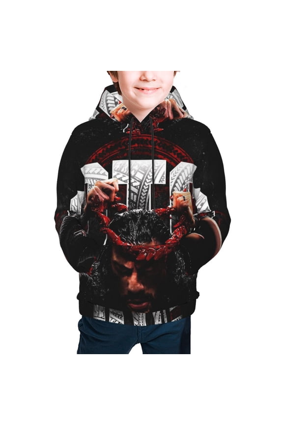 Boys Girls Roman Wres-Tler Reign Hoodies 3D Print Lightweight Pullover Hoodie Casual Hooded Sweatshirts with Pocket