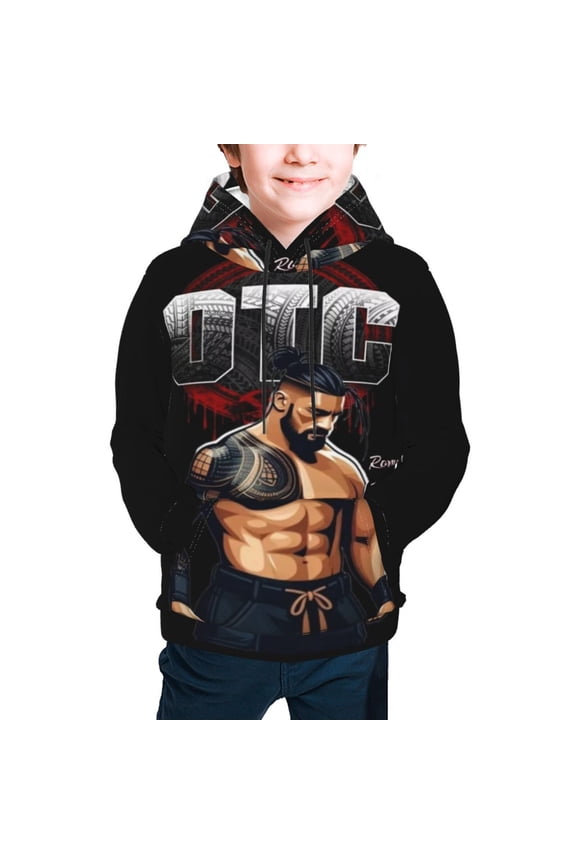 Boys Girls Roman Wres-Tler Reign Hoodies 3D Print Lightweight Pullover Hoodie Casual Hooded Sweatshirts with Pocket