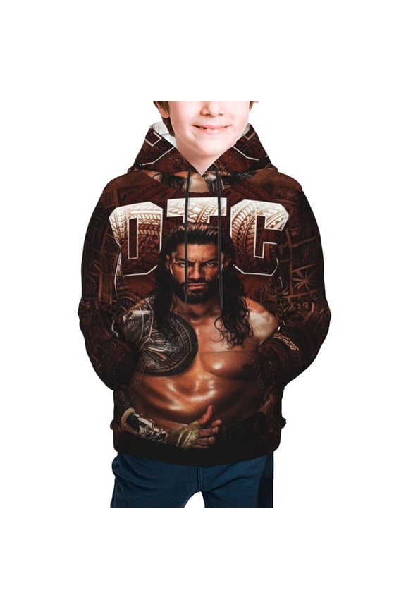 Boys Girls Roman Wres-Tler Reign Hoodies 3D Print Lightweight Pullover Hoodie Casual Hooded Sweatshirts with Pocket