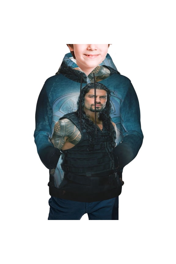 Boys Girls Roman Wres-Tler Reign Hoodies 3D Print Lightweight Pullover Hoodie Casual Hooded Sweatshirts with Pocket