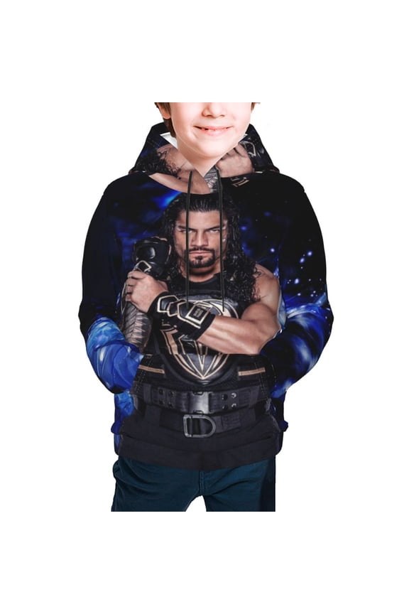 Boys Girls Roman Wres-Tler Reign Hoodies 3D Print Lightweight Pullover Hoodie Casual Hooded Sweatshirts with Pocket