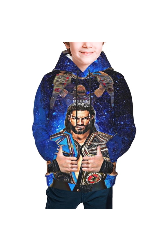 Boys Girls Roman Wres-Tler Reign Hoodies 3D Print Lightweight Pullover Hoodie Casual Hooded Sweatshirts with Pocket