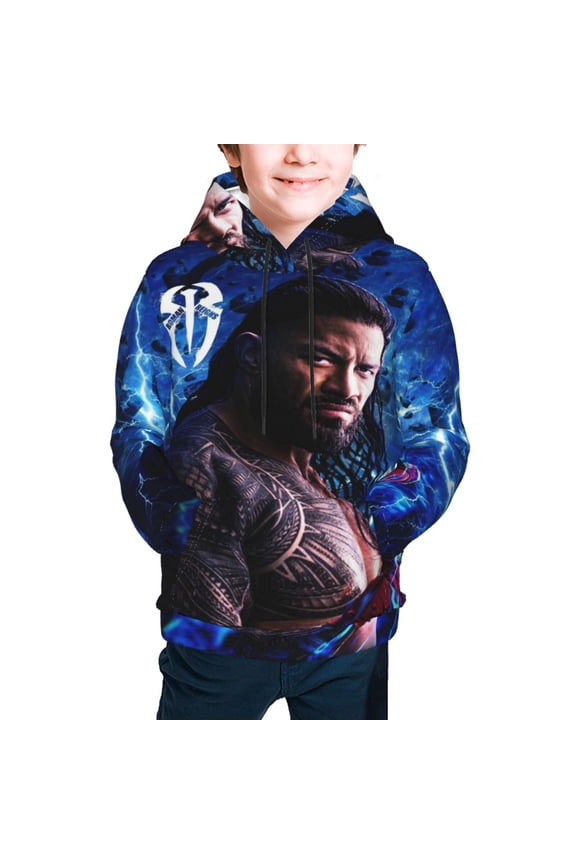 Boys Girls Roman Wres-Tler Reign Hoodies 3D Print Lightweight Pullover Hoodie Casual Hooded Sweatshirts with Pocket