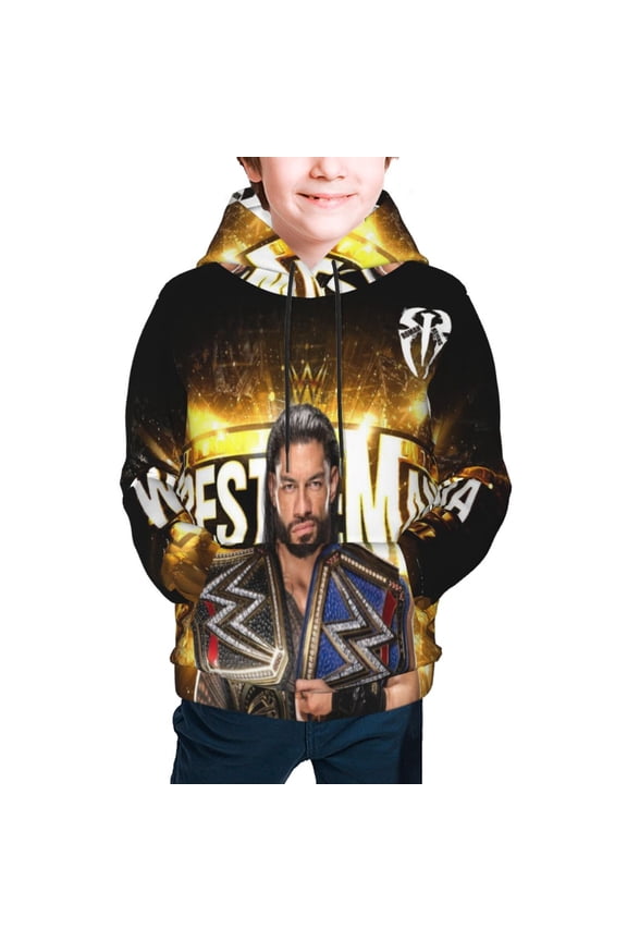 Boys Girls Roman Wres-Tler Reign Hoodies 3D Print Lightweight Pullover Hoodie Casual Hooded Sweatshirts with Pocket