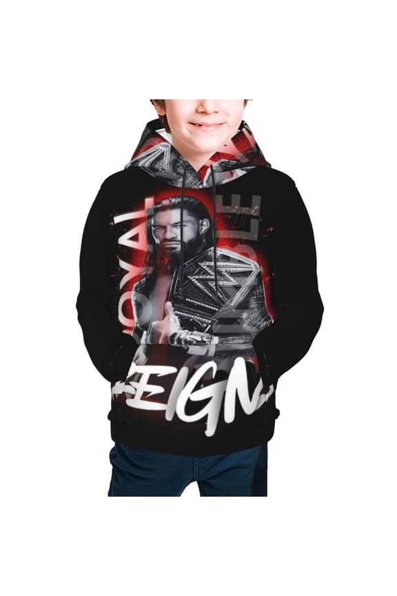 Boys Girls Roman Wres-Tler Reign Hoodies 3D Print Lightweight Pullover Hoodie Casual Hooded Sweatshirts with Pocket