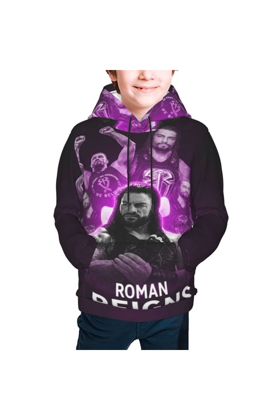 Boys Girls Roman Wres-Tler Reign Hoodies 3D Print Lightweight Pullover Hoodie Casual Hooded Sweatshirts with Pocket