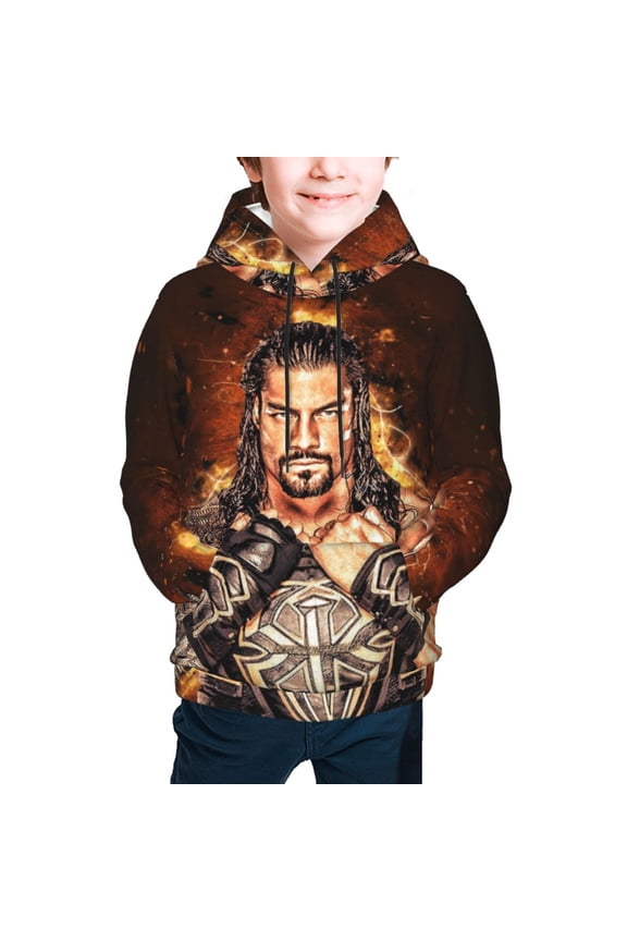 Boys Girls Roman Wres-Tler Reign Hoodies 3D Print Lightweight Pullover Hoodie Casual Hooded Sweatshirts with Pocket