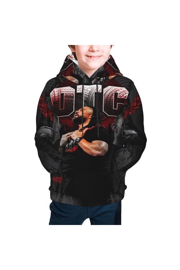 Boys Girls Roman Wres-Tler Reign Hoodies 3D Print Lightweight Pullover Hoodie Casual Hooded Sweatshirts with Pocket