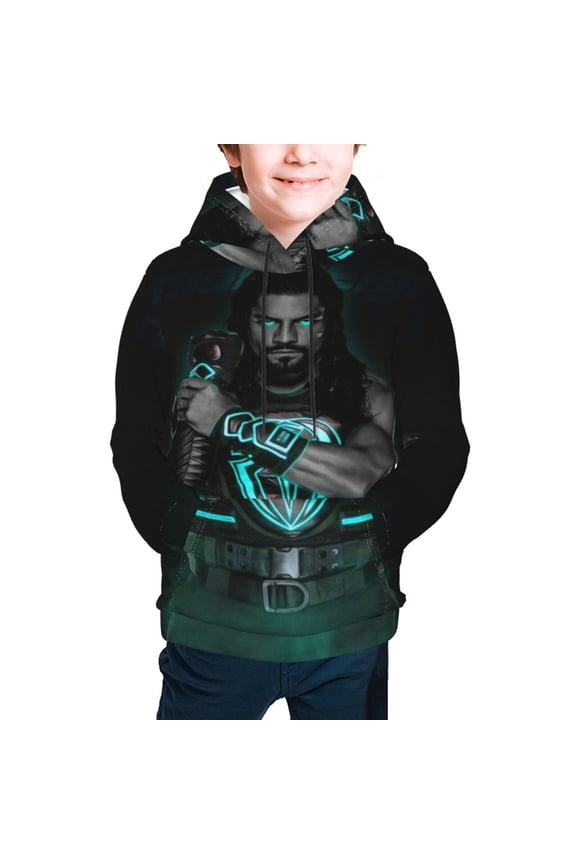 Boys Girls Roman Wres-Tler Reign Hoodies 3D Print Lightweight Pullover Hoodie Casual Hooded Sweatshirts with Pocket