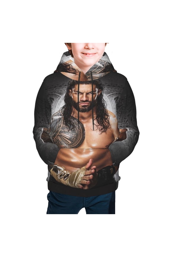 Boys Girls Roman Wres-Tler Reign Hoodies 3D Print Lightweight Pullover Hoodie Casual Hooded Sweatshirts with Pocket