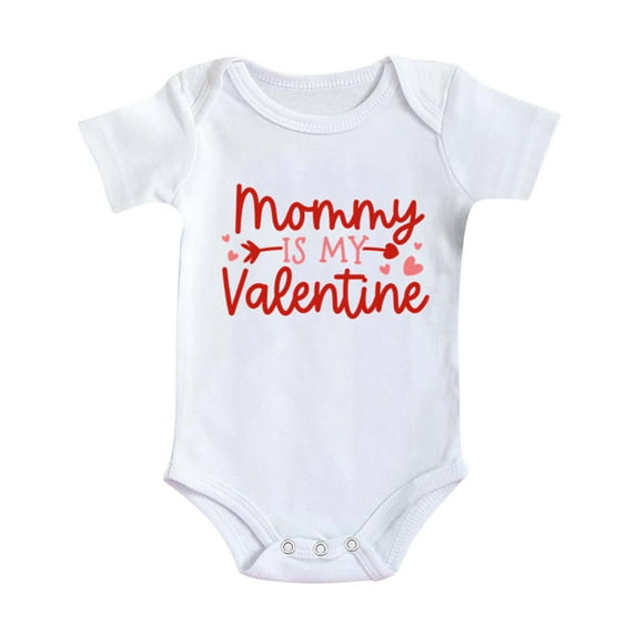 Infant Boys Girls Romper Short Sleeve Valentine'S Day Letter Print Romper Bodysuit Baby Clothes Onesies