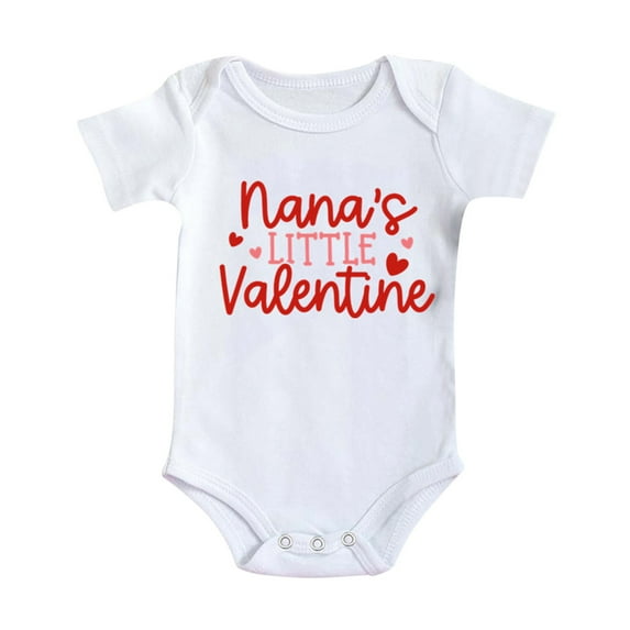 Boys Girls Romper Short Sleeve Valentine'S Day Letter Print Romper Bodysuit Baby Clothes Onesies