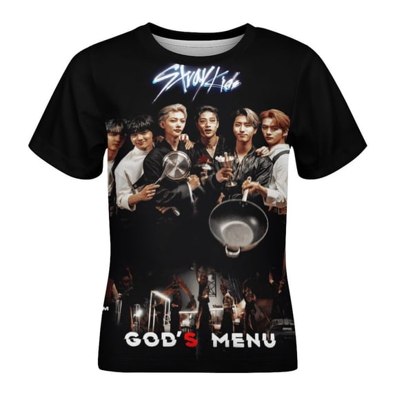 Boys Girls SKZ Stray Korea Ki T-Shirt Crewneck Short Sleeve Tee Shirt Tops for Kids Teens