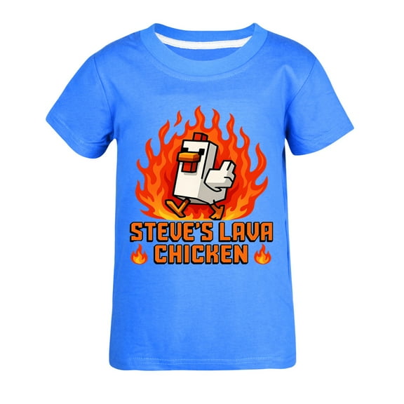 Boys Girls STEVE'S LAVA CHICKENS Anime Cartoon Graphics Printed Costume Casual Fashion Soft T-Shirts Summer Short Sleeve Shirt Kids Breathable Tops Cotton Tees Clothes Children Birthday Gift 4-13