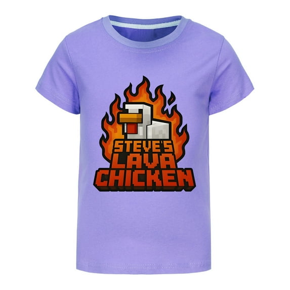 Boys Girls STEVE'S LAVA CHICKENS Anime Cartoon Graphics Printed Costume Casual Fashion Soft T-Shirts Summer Short Sleeve Shirt Kids Breathable Tops Cotton Tees Clothes Children Birthday Gift 4-13