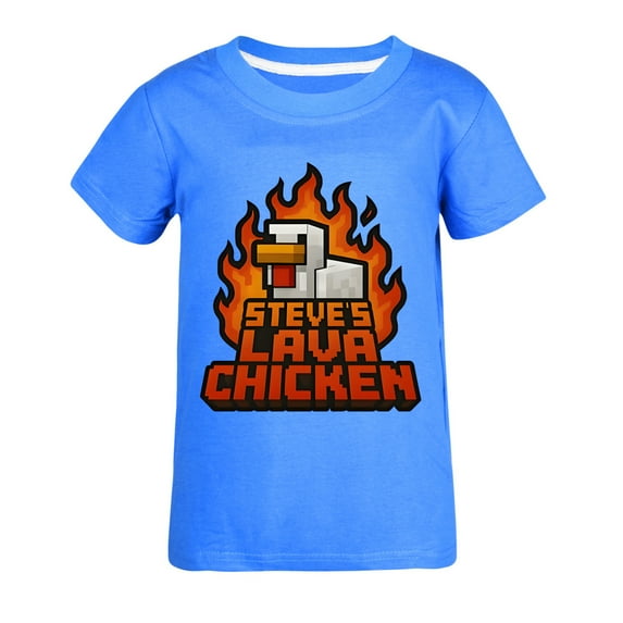 Boys Girls STEVE'S LAVA CHICKENS Anime Cartoon Graphics Printed Costume Casual Fashion Soft T-Shirts Summer Short Sleeve Shirt Kids Breathable Tops Cotton Tees Clothes Children Birthday Gift 4-13