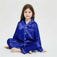 thumbnail image 1 of Boys and Girls Satin Pajamas Set 2 Pieces Silky Long Sleeve Button-Up Top With Pajamas Pants Sleepwear Loungewear Clothes Toddler Boy Girl Winter Outfits for Boys Girls Size 11-12, 1 of 8